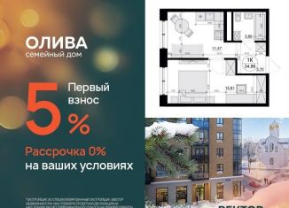 Продажа 1-ком. квартиры, 34.9 м2, дачный посёлок Лесной Городок