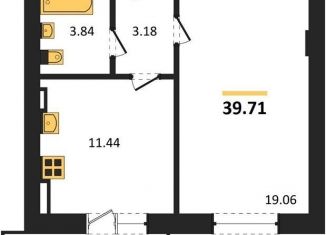 1-комнатная квартира на продажу, 39.7 м2, село Александровка