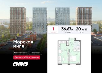 Продам однокомнатную квартиру, 36.7 м2, Санкт-Петербург, метро Автово