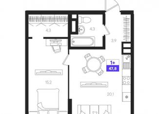 Продам 1-комнатную квартиру, 47.8 м2, Екатеринбург, Чкаловский район, улица Патриса Лумумбы, 54