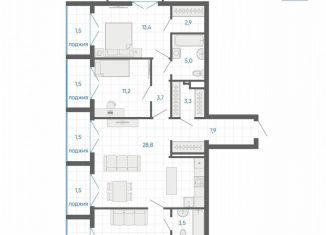 3-ком. квартира на продажу, 105.3 м2, Екатеринбург, метро Чкаловская, улица Академика Парина, 12/6