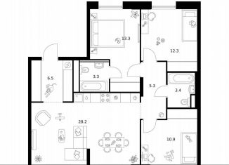 Продажа трехкомнатной квартиры, 83.2 м2, Москва, Котляковская улица, 7/8, метро Варшавская