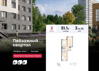 2-комнатная квартира на продажу, 51.1 м2, Санкт-Петербург, метро Гражданский проспект