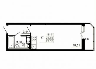 Квартира на продажу студия, 25.4 м2, Ленинградская область, Заводская улица, 18к2