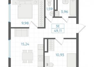 Продается двухкомнатная квартира, 49.1 м2, Екатеринбург, Ленинский район