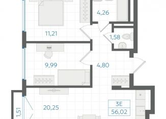 Продажа 2-комнатной квартиры, 55 м2, Екатеринбург, метро Чкаловская