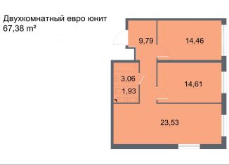 Двухкомнатная квартира на продажу, 67.4 м2, Санкт-Петербург, проспект Большевиков, уч3, ЖК Про.Молодость