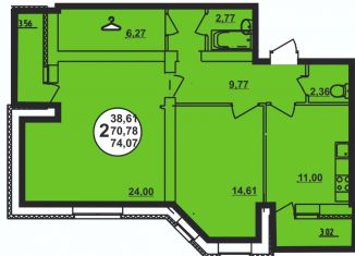 2-ком. квартира на продажу, 73.5 м2, Нефтекамск, бульвар Феоктиста Бахтеева, 1Б, ЖК Шоколад