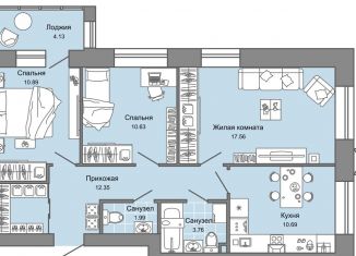 Продается 3-комнатная квартира, 70 м2, Ульяновск, жилой комплекс Дивный Сад, 1, ЖК Дивный Сад