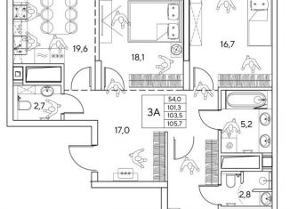 Продажа трехкомнатной квартиры, 105.3 м2, Екатеринбург, ЖК Нагорный, улица Татищева, 20