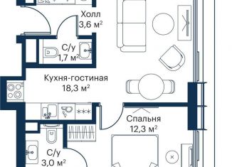 Продаю однокомнатную квартиру, 38.9 м2, Москва, жилой комплекс Сити Бэй, к8