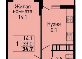 Продажа однокомнатной квартиры, 34.7 м2, Краснодар, ЖК Абрикосово