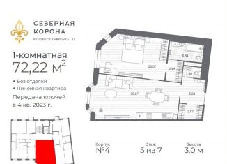 Продается 1-комнатная квартира, 72.2 м2, Санкт-Петербург, метро Петроградская