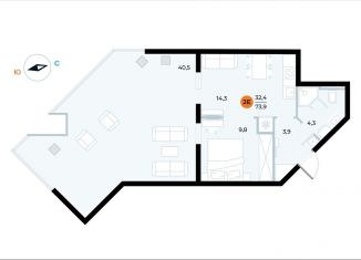Продам 1-комнатную квартиру, 73.9 м2, поселок городского типа Заозерное