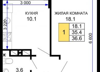 Продам 1-комнатную квартиру, 36.6 м2, Краснодар, Прикубанский округ