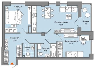Продается трехкомнатная квартира, 65 м2, Ульяновск, жилой комплекс Центрополис, 1, ЖК Центрополис