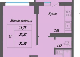 Продам однокомнатную квартиру, 35.3 м2, Чебоксары, Ленинский район, проспект Геннадия Айги, поз15