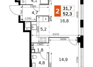 Продается 2-комнатная квартира, 52.3 м2, Москва, район Хорошёво-Мнёвники