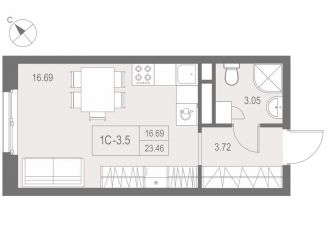 Продается квартира студия, 23.5 м2, Санкт-Петербург, метро Елизаровская