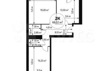 2-комнатная квартира на продажу, 66.1 м2, Самара, Красноглинский район