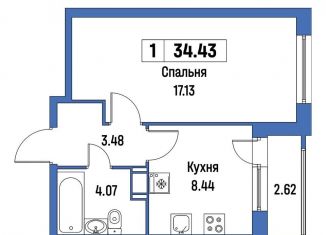 Продажа 1-комнатной квартиры, 34.4 м2, Мурино, ЖК Урбанист