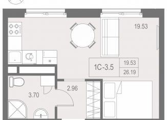 Продам квартиру студию, 26.2 м2, Санкт-Петербург, метро Елизаровская