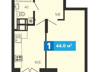Продажа 1-комнатной квартиры, 44 м2, Пензенская область, Прибрежный бульвар, 2с6