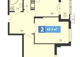 Продается 2-комнатная квартира, 62.3 м2, Пензенская область, Прибрежный бульвар, 2с6