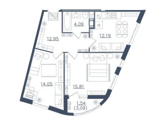 Продажа двухкомнатной квартиры, 60.6 м2, Сестрорецк, ЖК Светлый Мир Внутри