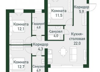 Продам трехкомнатную квартиру, 82.2 м2, Челябинская область