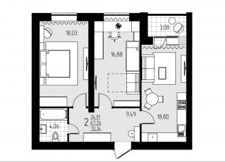 Продажа 2-комнатной квартиры, 67.2 м2, Энгельс