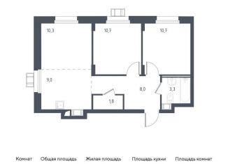 Продаю двухкомнатную квартиру, 53.8 м2, Московская область, жилой комплекс Люберцы 2020, к67