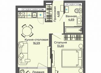Однокомнатная квартира на продажу, 42.2 м2, Екатеринбург, улица Блюхера, 26, метро Динамо