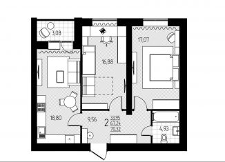 Продам 2-комнатную квартиру, 67.2 м2, Энгельс