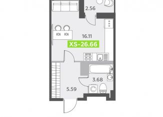 Продается квартира студия, 26.7 м2, Санкт-Петербург, метро Купчино, Дворцовая площадь