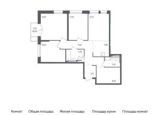 3-комнатная квартира на продажу, 88.1 м2, посёлок Мирный, жилой комплекс Томилино Парк, к5.2