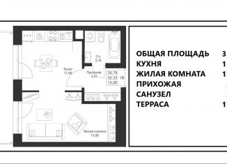 Продаю 1-комнатную квартиру, 35.8 м2, Столбищенское сельское поселение, жилой комплекс Новый Свет, УБ-4