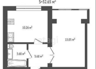 Продам 1-ком. квартиру, 32.7 м2, Нальчик, район Молодёжный