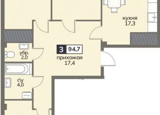 3-комнатная квартира на продажу, 94.7 м2, Ставрополь, улица Серова, 468/3, микрорайон № 11