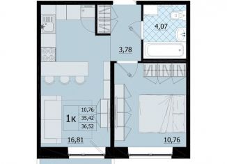 Продам 1-комнатную квартиру, 36.5 м2, Ленинградская область