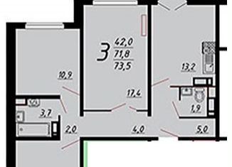 Продажа 3-ком. квартиры, 73 м2, Воронеж, улица Маршала Одинцова, 25Бпоз28, ЖК Лазурный