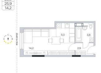 Квартира на продажу студия, 25.8 м2, деревня Пирогово, улица Ильинского, 8, ЖК Пироговская Ривьера