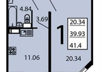 1-ком. квартира на продажу, 41 м2, Воронеж, улица Маршала Одинцова, 25Бпоз28, ЖК Лазурный