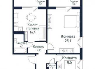 Продам двухкомнатную квартиру, 65 м2, Челябинская область, улица имени Ефрейтора Потехина, 4