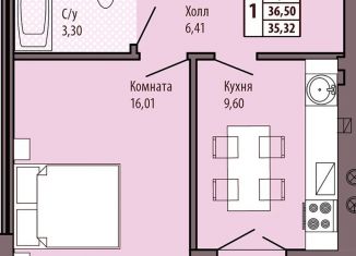 1-комнатная квартира на продажу, 37.7 м2, Калининград, Иркутская улица, 8