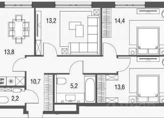 3-ком. квартира на продажу, 73 м2, Москва, ЖК Сиреневый парк, Тагильская улица, 4А