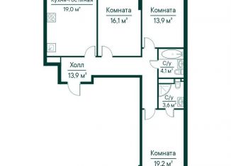 Продается 3-комнатная квартира, 89.8 м2, Самара, метро Московская