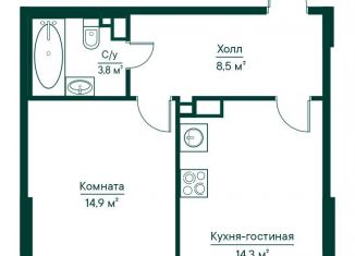 1-ком. квартира на продажу, 41.5 м2, Самарская область
