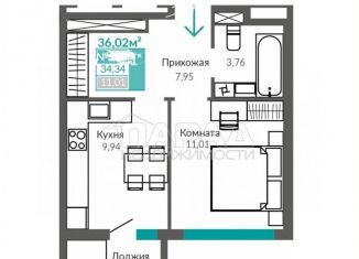 Продам однокомнатную квартиру, 36 м2, Симферополь, Киевский район, улица Никанорова, 8Ж
