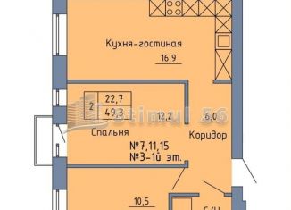 Двухкомнатная квартира на продажу, 49.3 м2, Оренбург, Промышленный район, Станочный переулок, 19